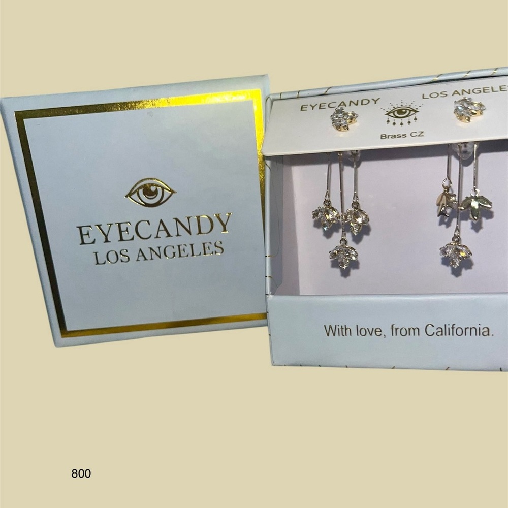 *new* Eye Candy Los Angeles Brass CZ Earrings